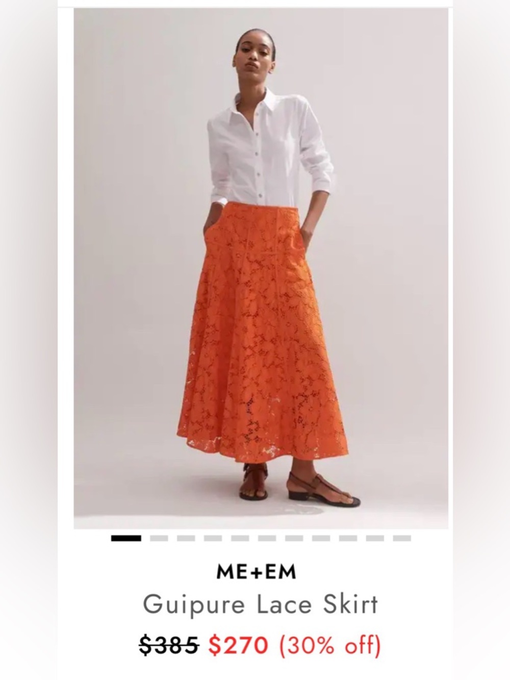 ME+EM Orange Guipure Lace Maxi Skirt